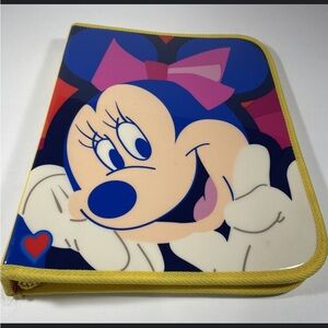 Rare Vintage 90’s Disney Minnie Mouse 3 Ringer Binder with Zipper EUC